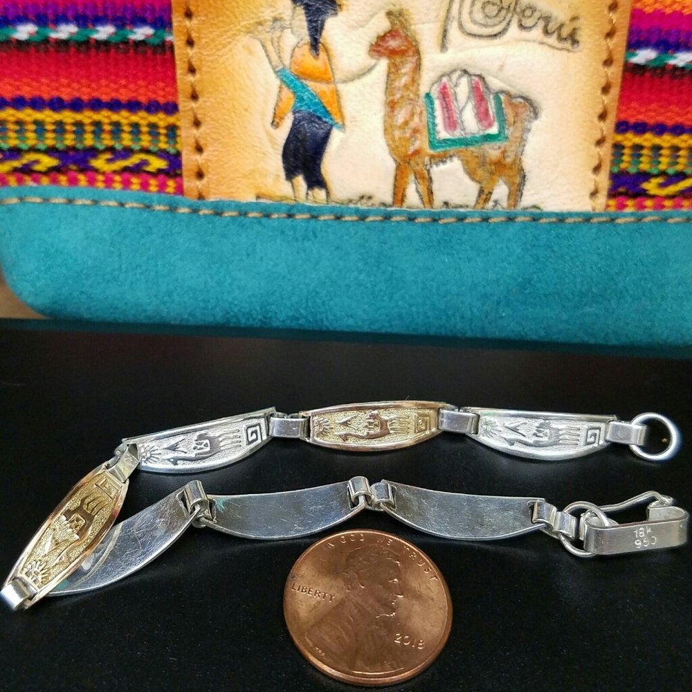 18k Gold & 950 Sterling Silver Bracelet